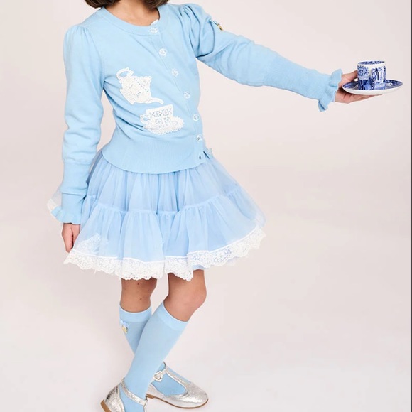 🩵NWT ANGEL’S FACE CARDIGAN SWEATER BLUE HIGH TEA LACE 6-7Y🩵 - Picture 4 of 9